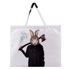 Evil Rabbit Zipper Large Tote Bag by Valentinaart