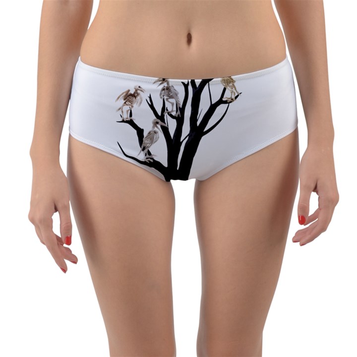 Dead tree  Reversible Mid-Waist Bikini Bottoms