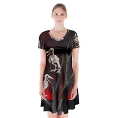 Dead Tree  Short Sleeve V-neck Flare Dress by Valentinaart