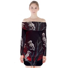 Dead Tree  Long Sleeve Off Shoulder Dress by Valentinaart