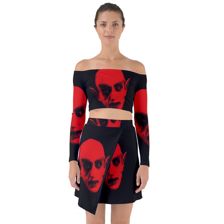 Dracula Off Shoulder Top with Skirt Set