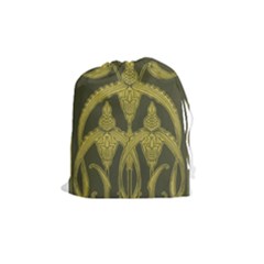 Green Floral Art Nouveau Drawstring Pouches (medium)  by NouveauDesign