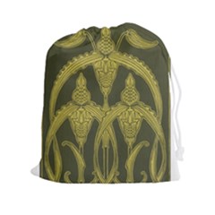 Green Floral Art Nouveau Drawstring Pouches (xxl) by NouveauDesign