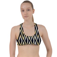 Gold,black,art Deco Pattern Criss Cross Racerback Sports Bra by NouveauDesign