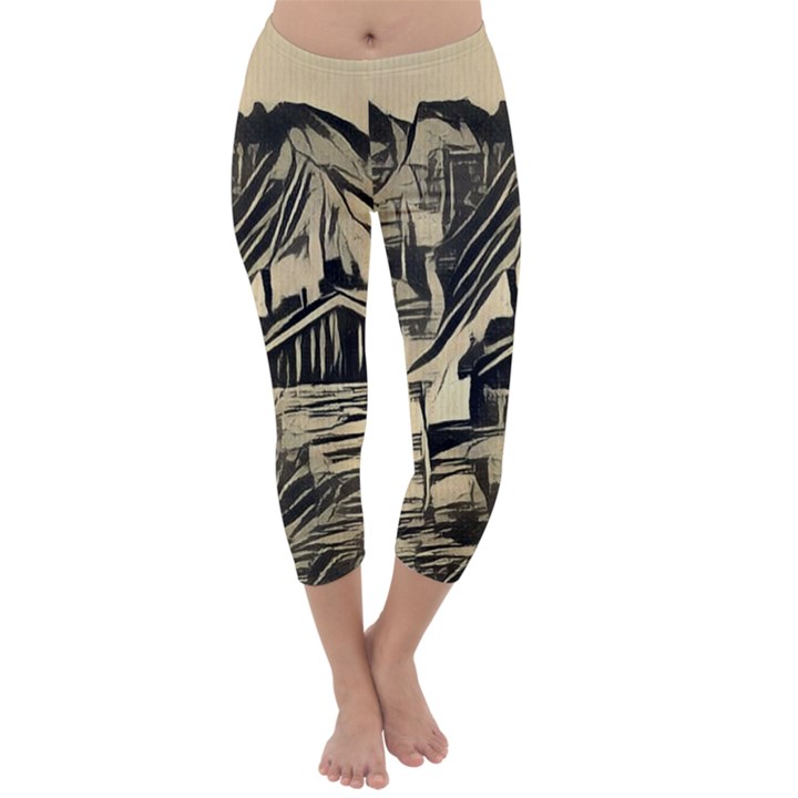 ink art Capri Winter Leggings 