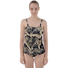 Ink Art Twist Front Tankini Set by NouveauDesign