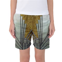 Art Nouveau Gold Silver Women s Basketball Shorts by NouveauDesign