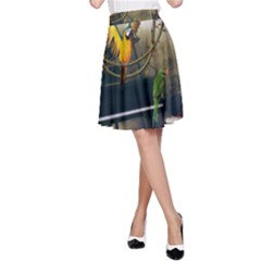 Funny Parrots In A Fantasy World A-line Skirt by FantasyWorld7