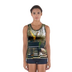 Funny Parrots In A Fantasy World Sport Tank Top  by FantasyWorld7