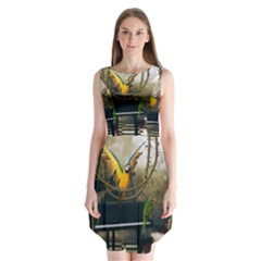 Funny Parrots In A Fantasy World Sleeveless Chiffon Dress   by FantasyWorld7