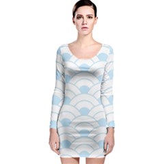 Blue,white,shell,pattern Long Sleeve Bodycon Dress by NouveauDesign