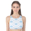 blue,white,shell,pattern Tank Bikini Top View1