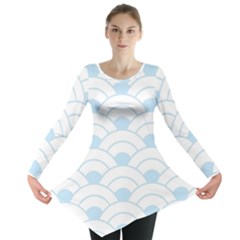 Blue,white,shell,pattern Long Sleeve Tunic  by NouveauDesign