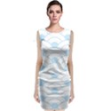 blue,white,shell,pattern Sleeveless Velvet Midi Dress View1