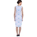 blue,white,shell,pattern Sleeveless Velvet Midi Dress View2