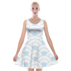 Blue,white,shell,pattern Velvet Skater Dress by NouveauDesign