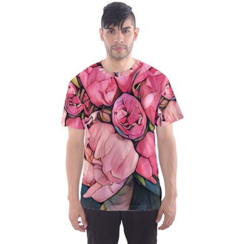 Beautiful Peonies Men s Sports Mesh Tee by NouveauDesign