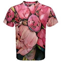 Beautiful Peonies Men s Cotton Tee by NouveauDesign