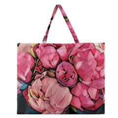 Beautiful Peonies Zipper Large Tote Bag by NouveauDesign