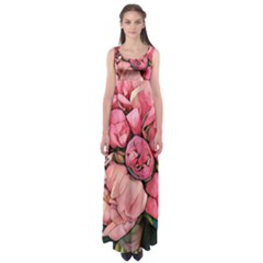 Beautiful Peonies Empire Waist Maxi Dress by NouveauDesign