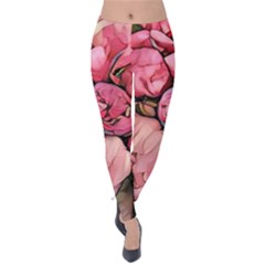 Beautiful Peonies Velvet Leggings by NouveauDesign