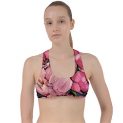 Beautiful Peonies Criss Cross Racerback Sports Bra by NouveauDesign