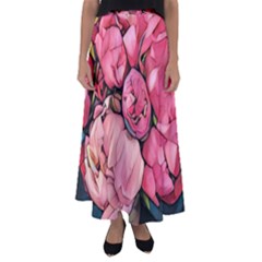 Beautiful Peonies Flared Maxi Skirt by NouveauDesign