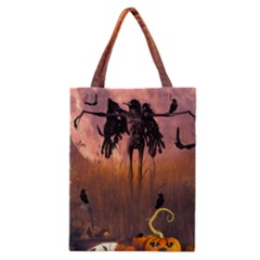 Halloween Design With Scarecrow, Crow And Pumpkin Classic Tote Bag