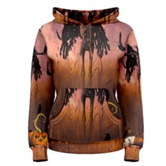 Halloween Design With Scarecrow, Crow And Pumpkin Women s Pullover Hoodie