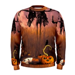 Halloween Design With Scarecrow, Crow And Pumpkin Men s Sweatshirt