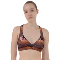 Halloween Design With Scarecrow, Crow And Pumpkin Sweetheart Sports Bra