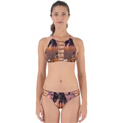 Halloween Design With Scarecrow, Crow And Pumpkin Perfectly Cut Out Bikini Set