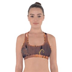 Halloween Design With Scarecrow, Crow And Pumpkin Cross Back Sports Bra