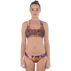 Halloween Design With Scarecrow, Crow And Pumpkin Cross Back Hipster Bikini Set