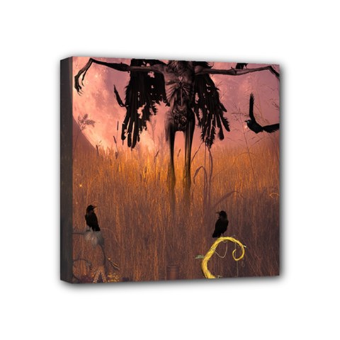 Halloween Design With Scarecrow, Crow And Pumpkin Mini Canvas 4  X 4  by FantasyWorld7