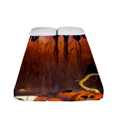 Halloween Design With Scarecrow, Crow And Pumpkin Fitted Sheet (Full/ Double Size)