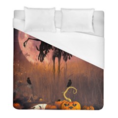 Halloween Design With Scarecrow, Crow And Pumpkin Duvet Cover (Full/ Double Size)