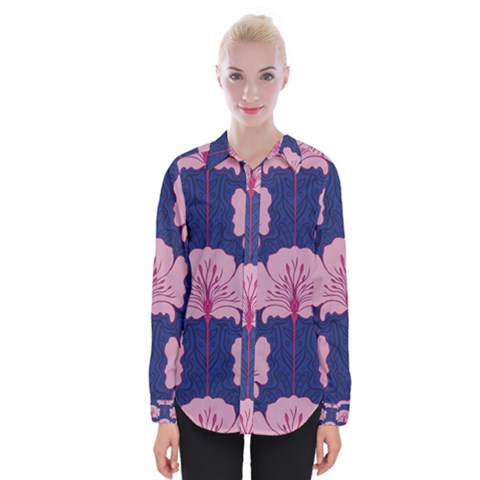 Beautiful Art Nouvea Floral Pattern Womens Long Sleeve Shirt by NouveauDesign