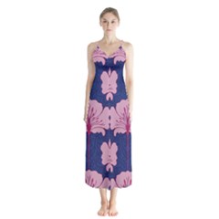 Beautiful Art Nouvea Floral Pattern Button Up Chiffon Maxi Dress