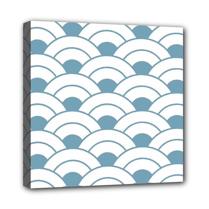 art deco teal white Mini Canvas 8  x 8 