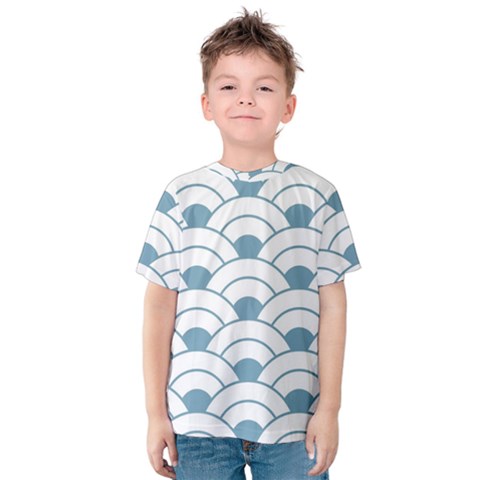 Art Deco Teal White Kids  Cotton Tee by NouveauDesign