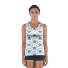 Art Deco Teal White Sport Tank Top  by NouveauDesign