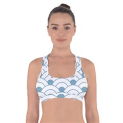 Art Deco Teal White Cross Back Sports Bra by NouveauDesign