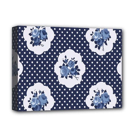 Shabby Chic Navy Blue Deluxe Canvas 16  X 12   by NouveauDesign