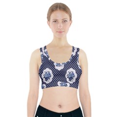 Shabby Chic Navy Blue Sports Bra With Pocket by NouveauDesign