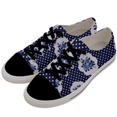 Shabby Chic Navy Blue Men s Low Top Canvas Sneakers by NouveauDesign