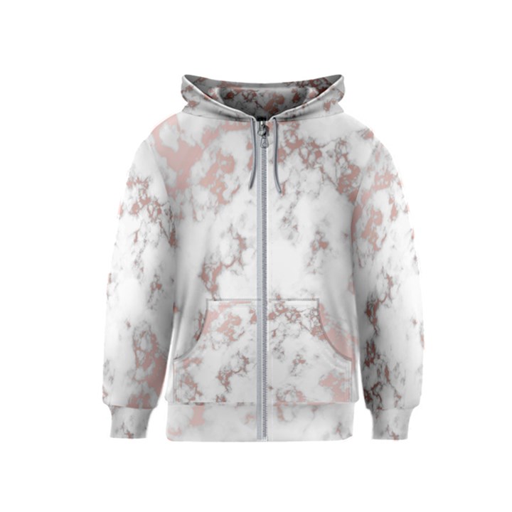 pure and beautiful white marple and rose gold, beautiful ,white marple, rose gold,elegnat,chic,modern,decorative, Kids  Zipper Hoodie