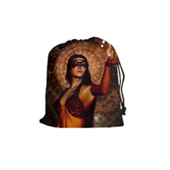 Wonderful Fantasy Women With Mask Drawstring Pouches (medium)  by FantasyWorld7