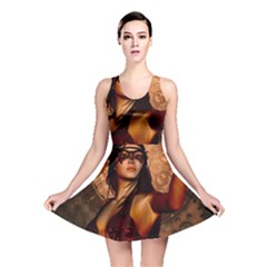 Wonderful Fantasy Women With Mask Reversible Skater Dress by FantasyWorld7