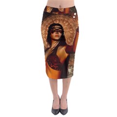 Wonderful Fantasy Women With Mask Midi Pencil Skirt by FantasyWorld7